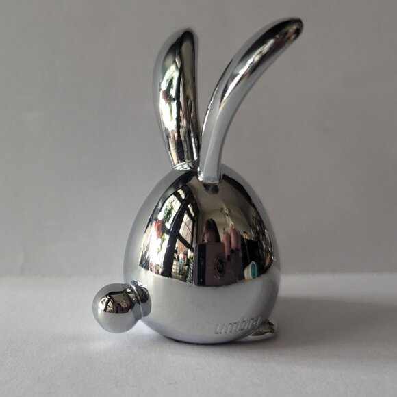 Umbra Squiggy Bunny Rabbit Ring Holder Cast Metal Chrome Jewellery Stand - Picture 7 of 9